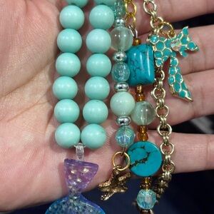 Mermaid nautical bag charm with Blue and Gold Accents